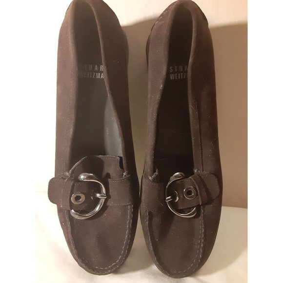 Stuart Weitzman Brown Suede Wedges Ladies Size 5.5 Classic Workwear Casual - Picture 2 of 4
